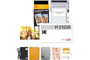 KODAK Mini 2 Retro 4PASS Portable Photo Printer (2.1x3.4 inches) Initial 8 Sheets + 60 Sheet Pack, Gift Bundle, White