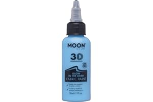 Smiffys Moon Glow - Glow in the Dark 3D Fabric Paint - 30ml - Blue - Textile paint for clothes, t-shirts, bags, shoes & canvas