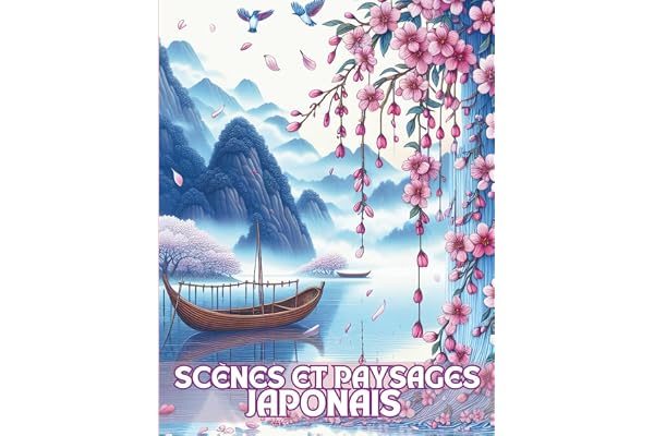 Scènes et Paysages Japonais: Livre de 50 Coloriages Adulte de Paysages, Jardins, Scènes du Japon, d'Inspiration Japonaise, Coloriages Relaxants, Zen, Art-Thérapie | 102 Pages | Grand Format |