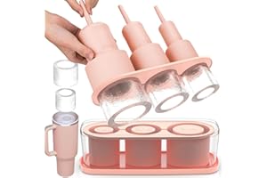 ZIKENIS Eiswürfelform für Stanley Cup,3 Fach Thermobecher Eiswürfelbehälter,Eiswürfelbehälter Silikon mit Deckel und Behälter,BPA-frei,Eiswürfel für 40 Oz Tumbler Becher,Eisgetränk,Saft,Whiskey (Rosa)