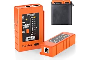 Network Cable Tester, Preciva Ethernet Cable Test Tool, Lan RJ45 RJ11/Telephone Wire Testing for Cat5/Cat5e/Cat6a/Cat7, Portable Dual Powered via USB & Battery