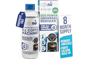 CAFFENU Universal Coffee Machine Descaler. 200ml Nespresso Compatible Descaler Kit. Dolce Gusto, Melitta, Gaggia Compatible. Removes Limescale and Provides Hotter Coffee. 2 Uses
