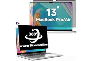 ‎LUSA DESIGN 360° Magnetischer Blickschutzfolie für MacBook Air 13 (2018-2021, M1)&MacBook Pro 13 (2016-2022, M1/M2), Abnehmbarer Anti Glare 4-Wege Sichtschutzfolie 13,3" Blickschutzfilter Privacy Screen