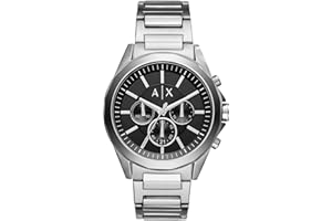 Armani Exchange Silver Tone Watch for Men, Quartz Chronograph Movement and 44mm Case Size with Stainless Steel Strap