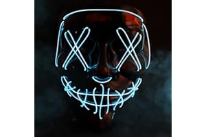 AULINX MáScaras Carnaval LED Luminosa MáScara Purga Mask,para Carnival Halloween Cosplay Grimace Festival Fiesta Show Mascarada