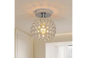 Toolight Lámpara de Techo de Cristal, Moderna Pláfon Cristal E27, Mini Esférica Lámpara de Araña de Cristal para Dormitorio Pasillo Comedor Escalera Entrada (Bombillas No Incluidas)