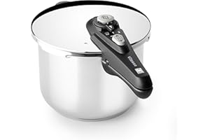 BRA Vitesse - Schnellkochtopf mit 6 Litern, hergestellt aus Edelstahl 18/10, mit 2 Kochprogrammen und Öffnungsverriegelungssystem, geeignet für alle Arten von Herdarten