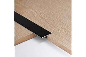 ZAYEJOD 3 Stück 3.3cm Aluminium-T-Formleisten Flacher Bodenübergangsleiste Übergangprofil Türschwellen Bodentrennstreifen Fußböden Abdeckleisten, 0.9m Schwarz
