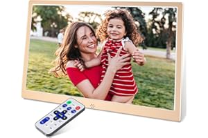 TSITSC Cadre photo numérique de 30,5 cm, écran IPS 1280 x 800, calendrier, fonction horloge, musique, photo, lecteur vidéo avec télécommande, prend en charge les cartes USB/SD (doré)