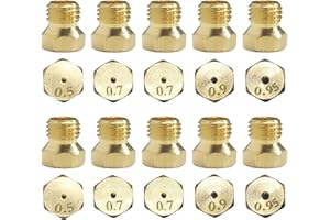 Momowin 10 Universelle Butangasdüsen, 2x0.5mm, 4x0.7mm, 2x0.9mm, 2x0.95mm Düsen und Injektoren, Messing Gaseinspritzdüse Brennerdüse