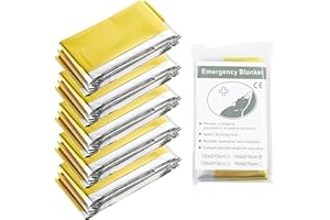 HRILKAOD 5 Pièces Couverture de Survie, 210x160cm Couverture de Survie Thermique Urgence Réutilisable Imperméable Couverture d'urgence pour l'Extérieur, Camping, Randonnée, Marathons, Survie