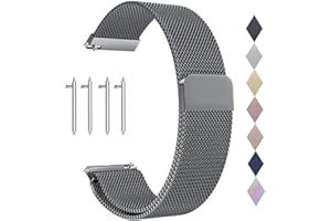 PDSQL Edelstahl Mesh Uhrenarmband, Metall Ersatz Armband Edelstahlarmband mit Magnetverschluss Smartwatch Schnellverschluss Watch Uhren Ersatzband Für Damen Herren