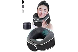 AIRTH® Poduszka podróżna na kark 360° z pianki memory z inteligentnym zapięciem na rzepy – ergonomicznie podpierający róg pod kark z poszewką nadającą się do prania zapewnia najwyższy komfort i relaks