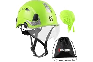 HEARMOR Casque de Chantier Industriel pour Adulte - Certification EN397 et EN12492 - Absorption des Chocs - Résistance à la pénétration - Visières Transparentes ou fumées