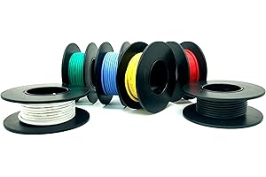 AWKAQUN 0.2mm² Cable eléctrico de 24AWG, cable de conexión de cable flexible Resistencia a altas temperaturas de cable trenzado 600V 6m (24 AWG)