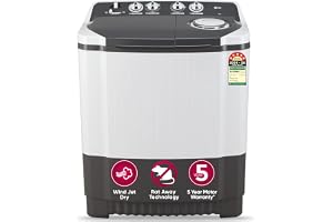 LG 7 Kg 5 Star Wind Jet Dry Semi-Automatic Top Loading Washing Machine (P7020NGAZ, Dark Gray, Rat Away Feature)