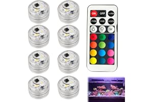 MUSIOOK 8 PCS Small Submersible LED Lights with Remote, Hot Tub Lights Underwater, Waterproof Led Llight, Lazy Spa Light for Hot Tub for Pools Aquariums Vases Pond Garden Parties Holidays [Energy Class A]