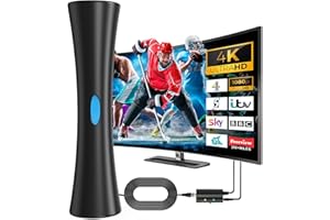 SENQAO [2023 Upgrade] TV Aerial, Digital Freeview Tv Aerial Indoor Outdoor UK, Long Range 360° Reception, Tv Strongest Signal Booster Amplifier, HDTV Antenna 4K 1080P Ultra For All TV
