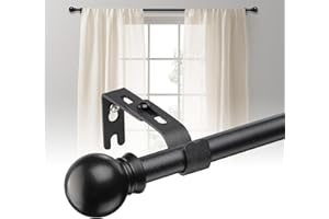 DAKEPOLE Barra de cortina de 70 – 140 cm, barra de cortina negra mate de 16 mm, barra de cortina extensible con soportes, juego de barras de cortina estable para dormitorio, salón, cocina