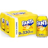Fanta Lemon Soda Low Calorie Pack 9 x 330 ml | Low Calorie Lemon Drink with Fruit Juice - Great for Meals, Parties and Gather