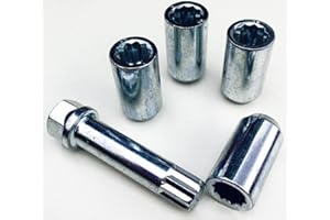 IKOPO Alloy wheel nuts slim fit Tuner style, Zinc plated M12x1.5 (M12 x 1.5) Taper seat, 17mm hex Star Key. Set of 4 wheel nuts