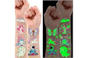 Leesgel Tatuajes Temporales Niñas, 135 Estilos Luminosos Tatuajes Temporales Tatuajes Niños para Regalos Cumpleaños Niños Colegio, Relleno Piñata Fiesta Detalles Cumpleaños Infantil Juguetes