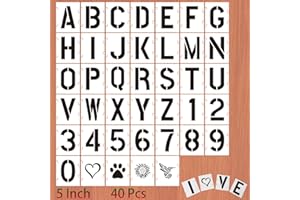 XUSDAMYJ 40 Pcs 6 Inch Letter Stencils Numbers Craft Stencils,Reusable Alphabet Templates for Painting on Wood, Wall, Fabric Wood, Wall, Fabric, Rock, Signage