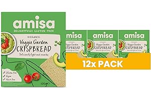 Amisa Organic Veggie Garden Crispbread, 100g - Gluten Free & Vegan Friendly - The Perfect Healthy Snack
