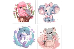 NAIMOER Lot de 4 peintures par numéros pour enfants et adultes - Kit de peinture par numéros - Peinture à l'huile acrylique avec tous les outils - Crochet et boucle en nylon