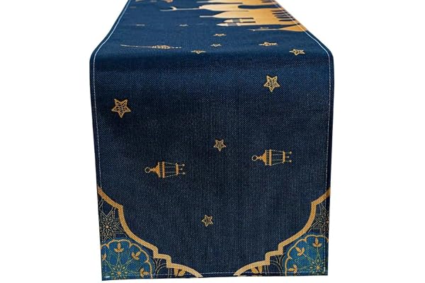 Aazeem Table Runner Table Decorations - Ramadan Mosque Lattern Islamic Happy Ramadan Mubarak Party Supplies Decorations Navy Color