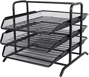 EasyPAG 3 Tier A4 Mesh in Tray Office Desk Tidy File Holder Document ...