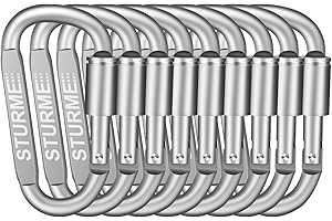 ‎STURME STURME Karabinerhaken, 80mm Karabiner, Karabiner Schlüsselanhänger, Große Aluminium Schraubkarabiner für den Außenbereich und Zelten, Schlüssel oder Hundeleine, 9 Stück