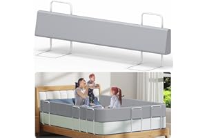 Kidsbuddy 150CM Sponde Letto Bambini, Barriera Letto Bambini Anticaduta,Altezza Regolabile,Facile da Montare,Protezione da Caduta,Barriera di Sicurezza Letto per Bambini,1PCS,Grigio