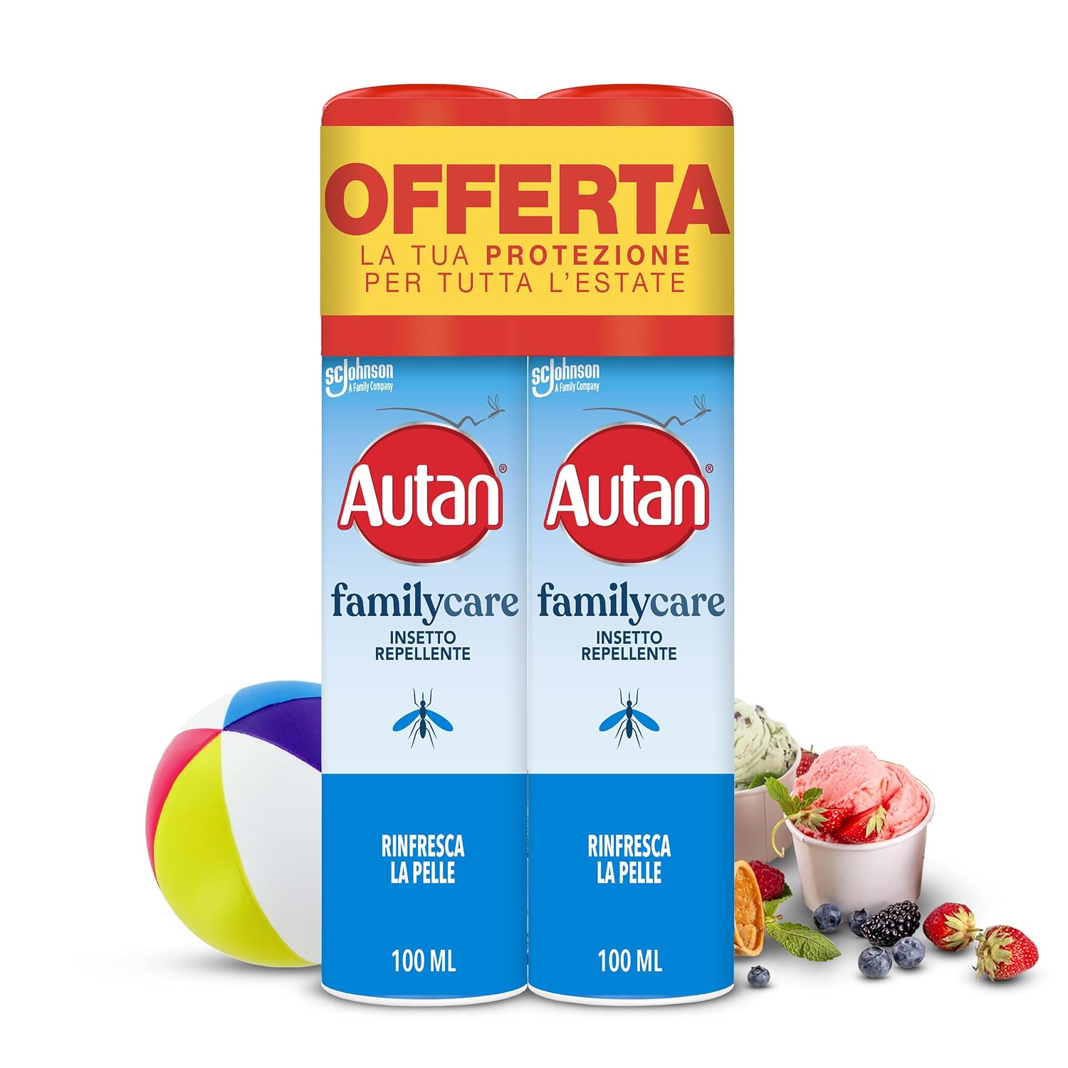 Autan Family Care Spray Antizanzare, Repellente Zanzare, Dermatologicamente Testato, Protezione Efficace Per Tutta la Famiglia fino a 4 Ore, 2 Confezioni da 100ml