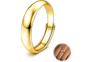 Diamday Gold Rings: 14K Gold Filled Stackable Plain Dome Statement Thumb & Pinky Rings, 3/4/5/6MM