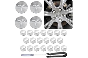 CITIGO Radkappen Set für Tesla Model 3 / Model Y (Silber), 4 Nabenkappen + 20 Radmutterkappen