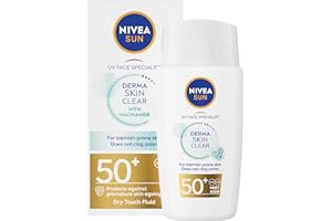 NIVEA SUN Derma Skin Clear SPF50+ (40ml), Face Sunscreen with Anti-Blemish Complex and Niacinamide, Protects Against UVA/UVB Rays and Premature Skin Ageing