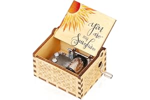 MEMOFYND 1 Wooden Music Box, You Are My Sunshine Gift, Hand-cranked Music Box, Painted And Carved Music Box, Personalized Gift