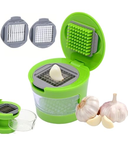 Presse-ail Manuel Foyucool - 2 Pièces Avec éplucheur Silicone Et Brosse - Inox Alimentaire