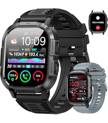 Reflex Active AMOLED Serie 29 Smartwatch met 5,1 cm touchscreen, hartslagmonitor, zuurstof in het bloed, IP68, zwarte armband voor iOS en Android