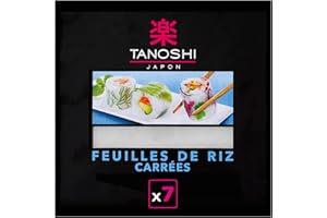 TANOSHI Feuilles de riz carrées pour sushis, rouleaux de printemps, makis - 7 feuilles (70 g)