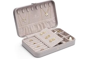 Vlando Nowoczesna szkatułka na biżuterię, prezent dla dziewcząt, skórzana szkatułka, organizer na kolczyki, pierścionki, naszyjniki i bransoletki