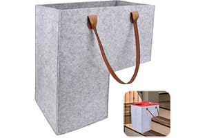 JADYON Cestas De Escalera, Cesta Escalera, Organizador de Canasta de Escalera en Forma de L, Cesta De Escalera Con Asas, Organizador Plegable Del Almacenamiento De La Escalera De La Tela Para Las Escaleras