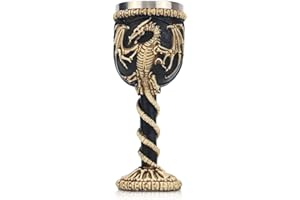 JUVEL Calice gotico medievale in acciaio inox, dungeons and dragons guerriero vichingo pirata, corpo in resina con inserto in acciaio inox, tazza decorativa, regalo per feste di compleanno, 200 ml (dragone)