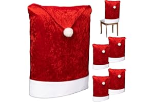 DFADKYWU Stuhlhussen Weihnachten, Stuhlhussen Weihnachten 6er Set, Stuhlhussen Samt, Weihnachtsdekoration für Stühle, Weihnachtshussen für Stühle, Weihnachtsdeko Set