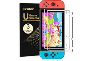 ivoler [3 Pack Compatible with Nintendo Switch Screen Protector, [Tempered Glass] Film for Nintendo Switch - [9H Hardness] [Anti-Scratch] [Crystal Clear]