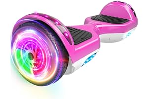 SISIGAD Hoverboard, Gyropode 6.5 Pouces, Hoverboard avec Bluetooth, lumières LED,haut rose et bas blance