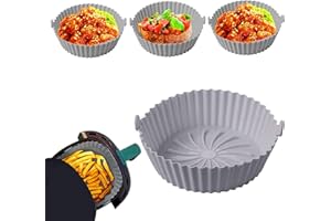 AOMAIGAD Panier Friteuse en Silicone,Pot en Silicone pour Friteuse à Air, Accessoire Air Fryer,Convient aux friteuses à air, fours à micro-ondes, moules à gâteaux, cuiseurs vapeur(20.5cm) (Cendre)