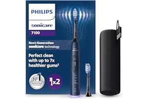 Philips Sonicare 7100 Electric Toothbrush, Sonic Toothbrush with App, 4 Brushing Modes and 3 Intensity Levels, Pressure Alert, EasyStart, SmarTimer, Navy Blue, Model HX7423/01 [New Technology]