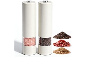 Virklyee Elektrisk pepparkvarn 2PCS Elektrisk salt- och pepparkvarn Elektrisk salt- och pepparkvarn Automatisk malning Kerami